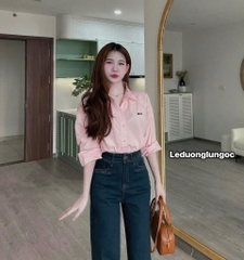 ÁO SƠ MI THÊU TIM DÀI TAY NỮ SẴN( xả 59k)