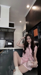 SET BỘ ÁO HỒNG QUẦN KẺ NỮ SẴN (SALE 89k)