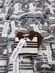 SET BỘ DÀI ÁO POLO KẺ NÂU QUẦN SUÔNG NÂU BÉ TRAI