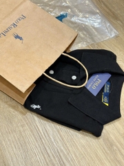 ÁO POLO ĐEN CỘC TAY THÊU NGỰA NỮ