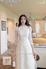 SET ÁO DÀI REN 2 LỚP CỔ NGỌC ĐÍNH VAI ĐÁ(xả 150k)