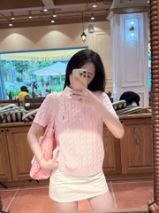 ÁO LEN CỘC DỆT KIM CỔ TRÒN THÊU NGỰA NỮ THU ĐÔNG
