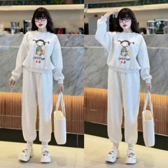SET BỘ DÀI CÔ GÁI LUCKY TIME XÁM NỮ THU ĐÔNG