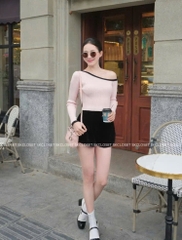 ÁO LEN Z.R CỔ THUYỀN ĐEN TRẮNG HỒNG NỮ THU ĐÔNG(XẢ 129k)