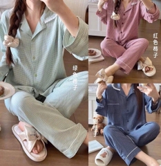 SET BỘ PIJAMA KẺ 3 MÀU NỮ