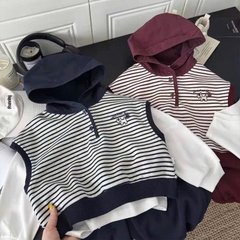 SET BỘ DÀI KẺ 3 CHI TIẾT LIỀN MŨ 2 MÀU BÉ TRAI