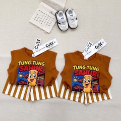 SET BA LỖ TUNGTUNG SAHUR QUẦN SỌC NÂU TÂY CHO BÉ TRAI (xả 45k)