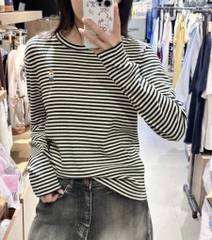 SET 3 ÁO ZIP THÊU GẤU ĐEN TRẮNG KẺ NỮ THU ĐÔNG