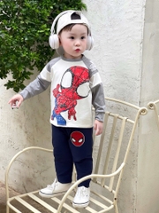 BỘ DÀI NGƯỜI NHỆN NHŨ PHỐI MÀU GHI THAN BÉ TRAI SẴN