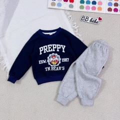SET DÀI NỈ PREPPY ĐẦU MÙA ÁO THAN QUẦN XÁM BÉ TRAI SẴN