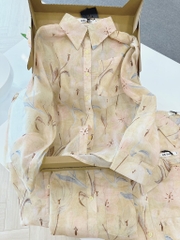 ÁO SƠ MI HOA CỎ 1 TÚI TRƯỚC NỮ