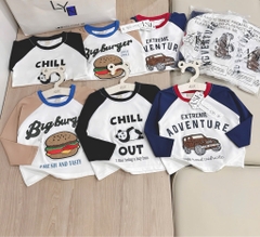 SET 3 ÁO Ô TÔ GẤU HAMBUGER DÀI TAY BÉ TRAI SẴN(XẢ 108k)