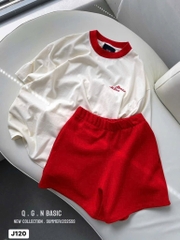 SET BỘ ÁO TRẮNG QUẦN ĐỎ NỮ