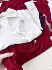 ÁO CỔ V PHỐI TAY ĐÍNH TAG NỮ SẴN