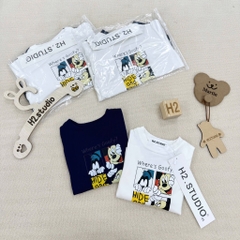 SET 2 ÁO DÀI PHỐI TAY KẺ MICKEY WHERE'S GOOFY TRẮNG THAN BÉ TRAI