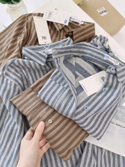 ÁO SƠ MI KẺ TAY LỬNG 2 MÀU NỮ