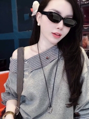 SET MÌ NỈ CHÂN VÁY ÁO PHỐI KẺ CHÉO VAI NỮ THU ĐÔNG SẴN (SALE 139k)