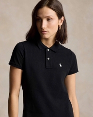 ÁO POLO ĐEN CỘC TAY THÊU NGỰA NỮ