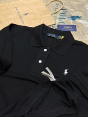 ÁO POLO ĐEN CỘC TAY THÊU NGỰA NỮ