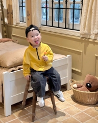 SET BỘ DÀI ÁO NỈ VÀNG QUẦN BÒ BÉ TRAI