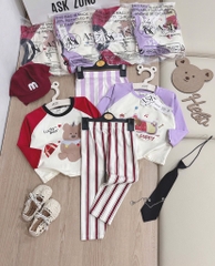 SET 2 BỘ DÀI QUẦN SỌC GẤU BEAR PUPPY BÉ GÁI SẴN