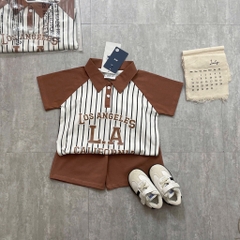 SET BỘ ÁO CỔ BẺ NÂU TÂY L.A CHO BÉ TRAI