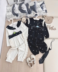 SET 2 BỘ DÀI TỔ ONG BÈO TIM BÉ GÁI SẴN (sale 85k)