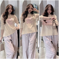 SET BỘ DÀI YOU LOVE QUẦN KẺ TÍM NỮ THU ĐÔNG