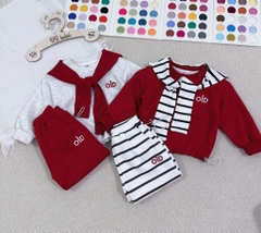 SET BỘ DÀI ALO ĐỎ KẺ KÈM KHĂN BÉ TRAI BÉ GÁI SẴN