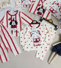 SET BỘ DÀI NOEL KẺ ĐỎ CHẤM NI BÉ TRAI BÉ GÁI