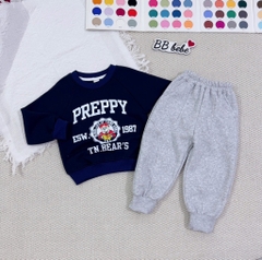 SET DÀI NỈ PREPPY ĐẦU MÙA ÁO THAN QUẦN XÁM BÉ TRAI SẴN