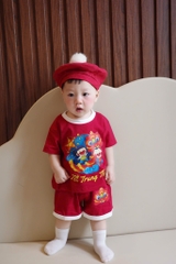 SÉT BỘ TẾT TRUNG THU ĐỎ KÈM MŨ NỒI BÔNG BÉ TRAI