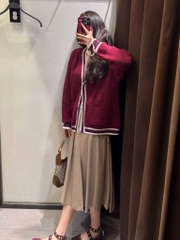 ÁO LEN CADIGAN MẬN Z.ARA PHỐI VIỀN NỮ THU ĐÔNG