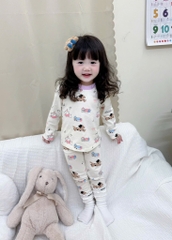 BỘ DÀI CHÓ CON NHỎ TONE TÍM BE QUẦN KẺ BÉ GÁI