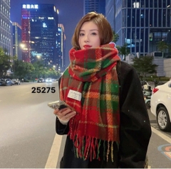 KHĂN MŨ - KHĂN DẠ KẺ CARO TONE ĐỎ NỮ THU ĐÔNG