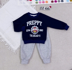 SET DÀI NỈ PREPPY ĐẦU MÙA ÁO THAN QUẦN XÁM BÉ TRAI SẴN