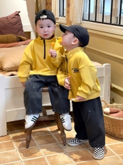 SET BỘ DÀI ÁO NỈ VÀNG QUẦN BÒ BÉ TRAI