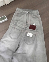QUẦN SUÔNG JEAN NỮ MÀU XÁM KHÓI SẴN