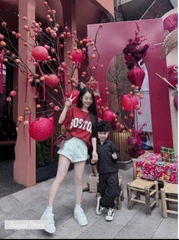 ÁO PHÔNG ĐỎ BOSTON THÊU ĐẮP CỘC TAY NỮ SẴN(XẢ 49k)