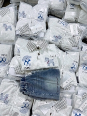 SET BỘ DÀI ÁO PHỐI SƠ MI KẺ QUẦN BÒ BÉ TRAI