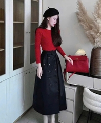 SET CHÂN VÁY MIDI ĐAI ÁO CT THIẾT KẾ NỮ SẴN(Xả 99k)