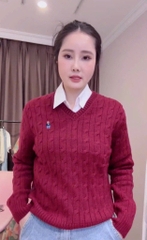 LEN CỔ TIM ĐỎ BURGUNDY HOT HIT NỮ THU ĐÔNG