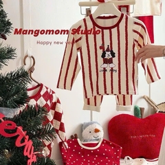 SET BỘ DÀI NOEL KẺ ĐỎ CHẤM NI BÉ TRAI BÉ GÁI