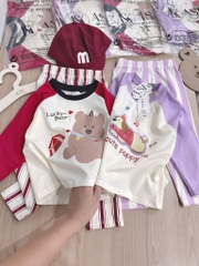 SET 2 BỘ DÀI QUẦN SỌC GẤU BEAR PUPPY BÉ GÁI SẴN
