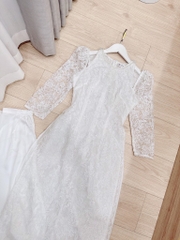 SET ÁO DÀI REN 2 LỚP CỔ NGỌC ĐÍNH VAI ĐÁ(xả 150k)