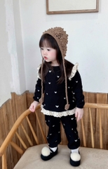 SET 2 BỘ DÀI TỔ ONG BÈO TIM BÉ GÁI SẴN (sale 85k)