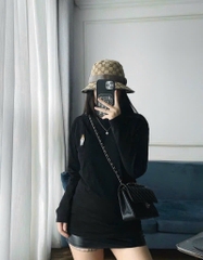 SET 3 ÁO ZIP THÊU GẤU ĐEN TRẮNG KẺ NỮ THU ĐÔNG