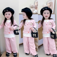 SET BỘ DÀI LÔNG THỎ HỒNG XÁM BÉ GÁI (SALE 63K)
