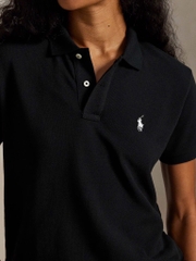 ÁO POLO ĐEN CỘC TAY THÊU NGỰA NỮ