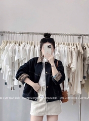 ÁO KHOÁC JEANS NỮ PHỐI CỔ KẺ THU ĐÔNG SẴN